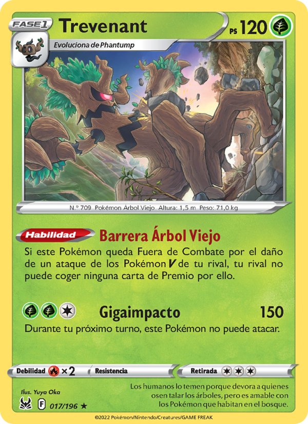 Trevenant 017 — Origen Perdido (Spanish Pokémon TCG card)