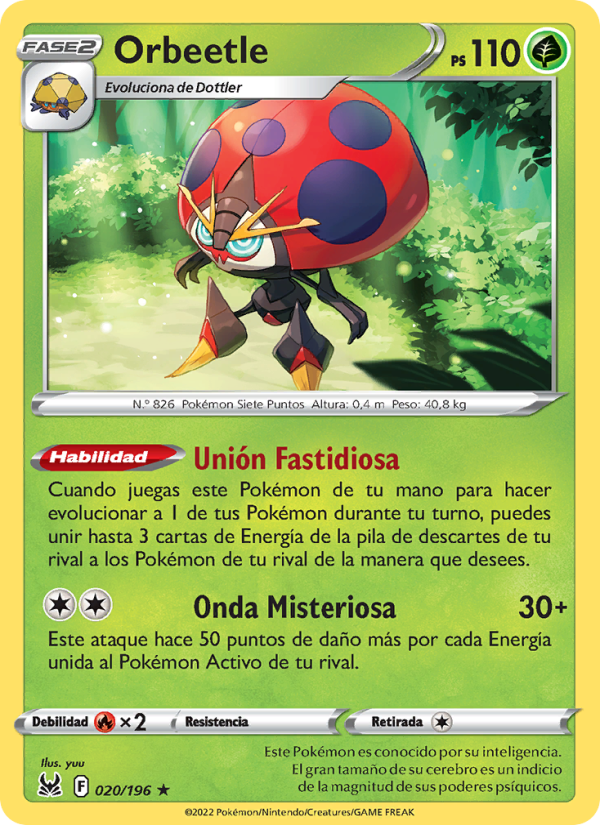 Orbeetle 020 — Origen Perdido (Spanish Pokémon TCG card)