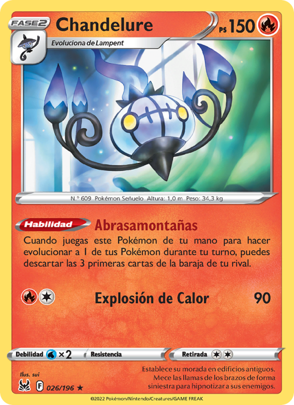 Chandelure 026 — Origen Perdido (Spanish Pokémon TCG card)