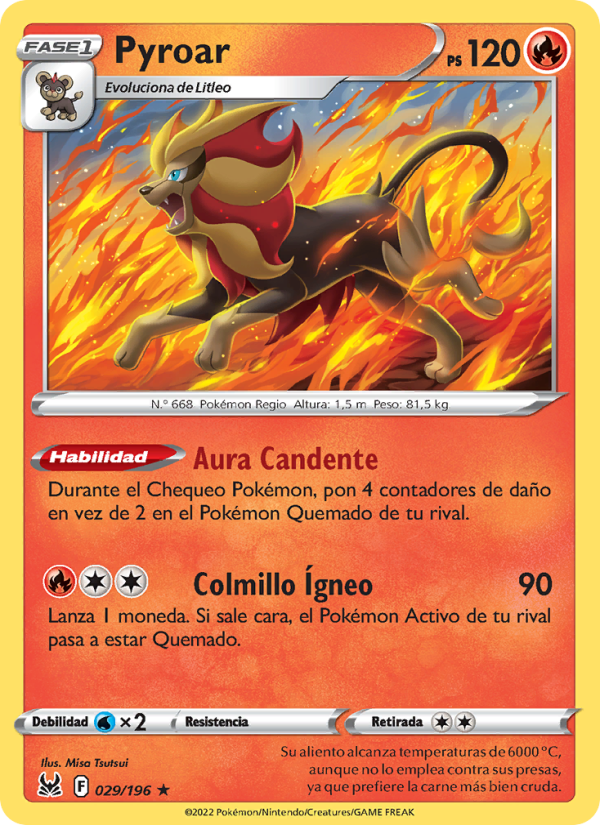 Pyroar 029 — Origen Perdido (Spanish Pokémon TCG card)