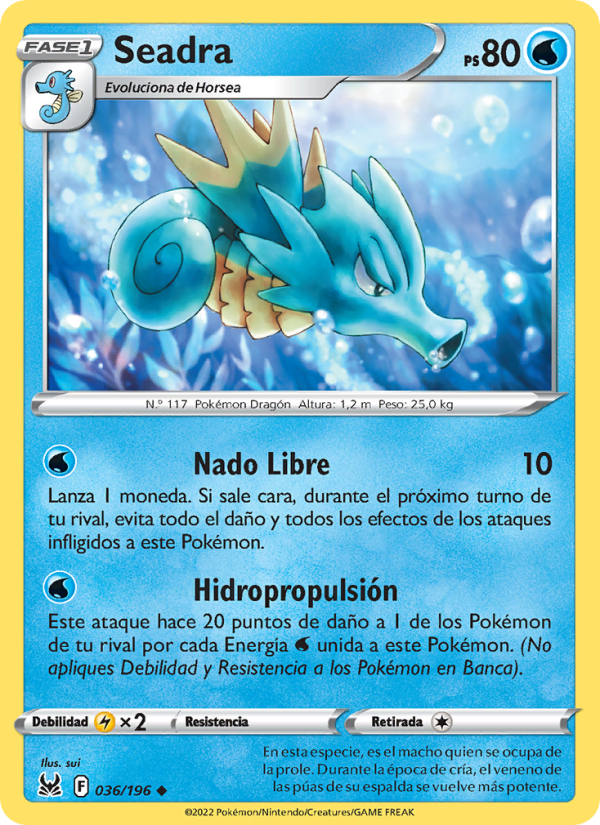 Seadra 036 — Origen Perdido (Spanish Pokémon TCG card)