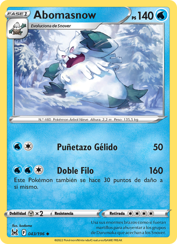 Abomasnow 043 — Origen Perdido (Spanish Pokémon TCG card)
