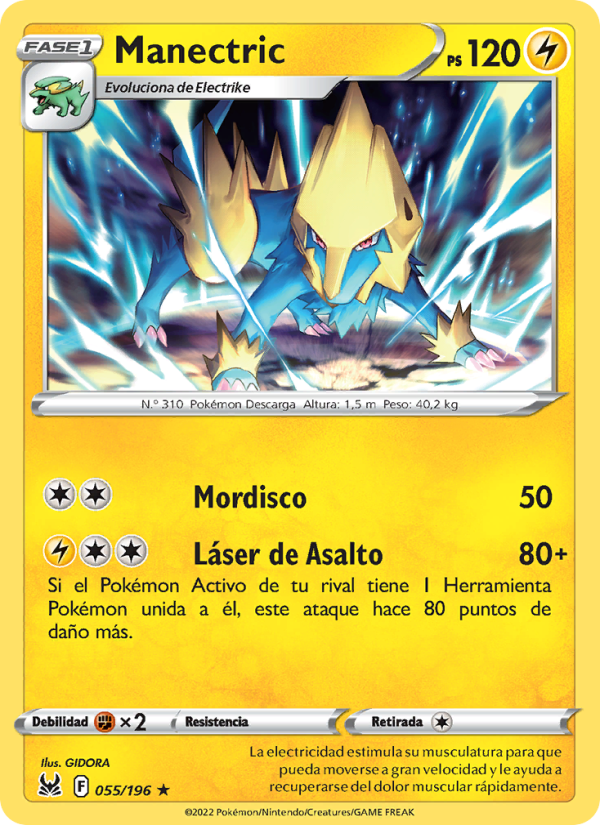 Manectric 055 — Origen Perdido (Spanish Pokémon TCG card)