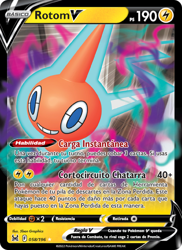 Rotom V 058 — Origen Perdido (Spanish Pokémon TCG card)