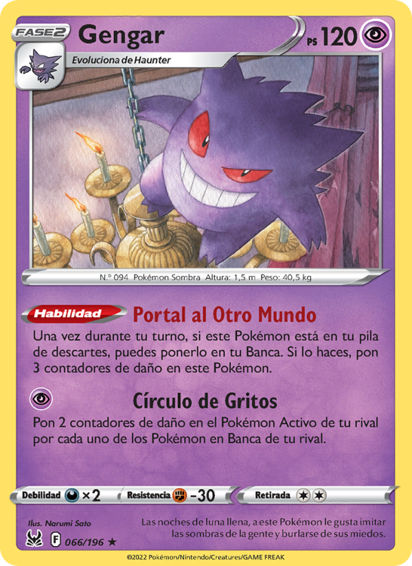 Gengar 066 — Origen Perdido (Spanish Pokémon TCG card)