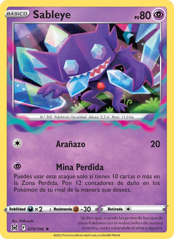 Sableye 070 — Origen Perdido (Spanish Pokémon TCG card)