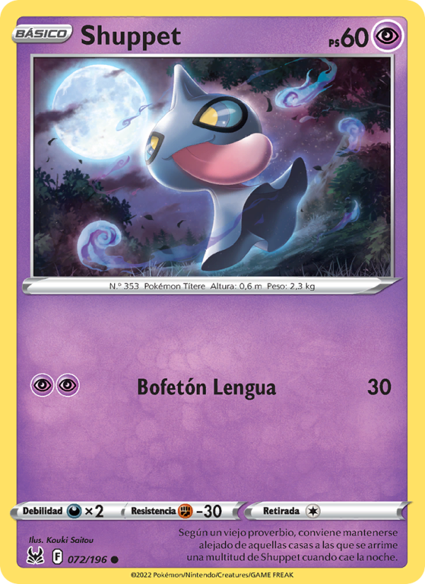 Shuppet 072 — Origen Perdido (Spanish Pokémon TCG card)