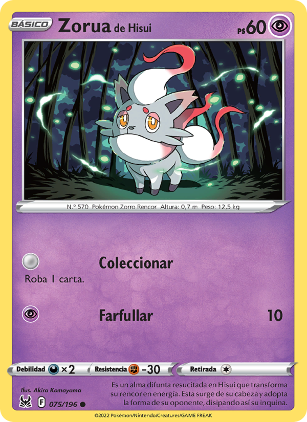 Zorua de Hisui 075 — Origen Perdido (Spanish Pokémon TCG card)