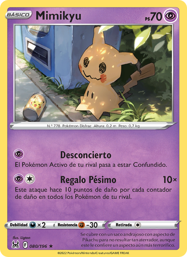 Mimikyu 080 — Origen Perdido (Spanish Pokémon TCG card)