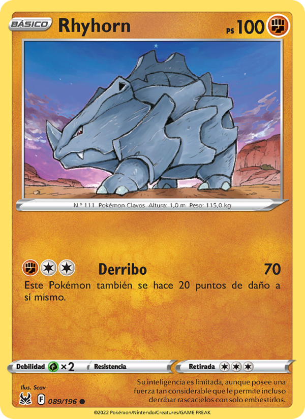 Rhyhorn 089 — Origen Perdido (Spanish Pokémon TCG card)