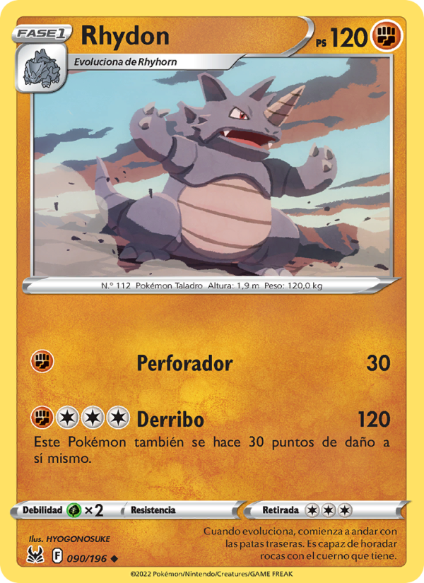Rhydon 090 — Origen Perdido (Spanish Pokémon TCG card)