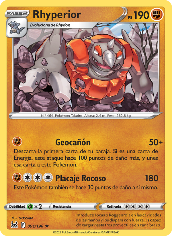 Rhyperior 091 — Origen Perdido (Spanish Pokémon TCG card)