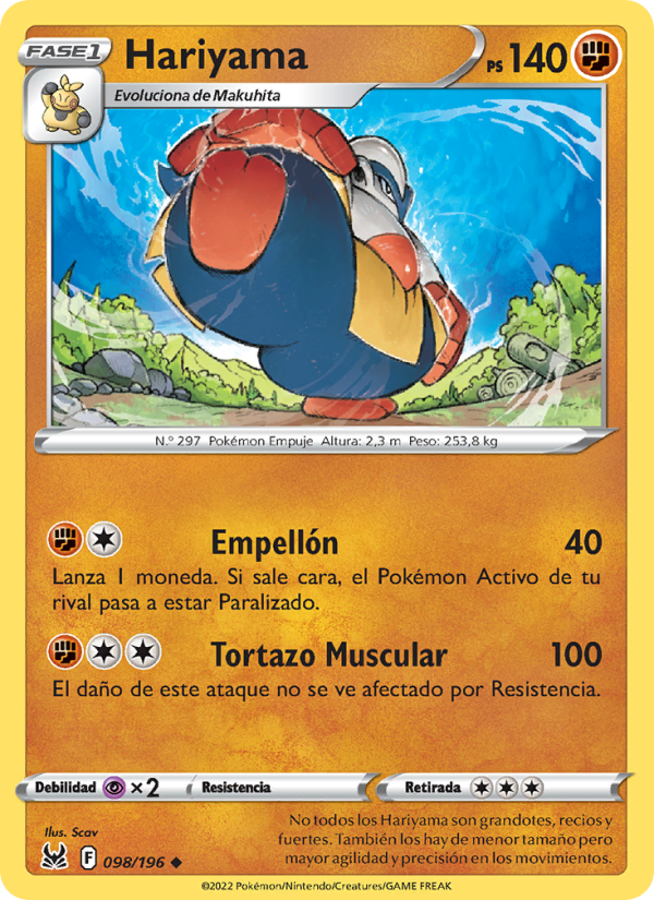 Hariyama 098 — Origen Perdido (Spanish Pokémon TCG card)