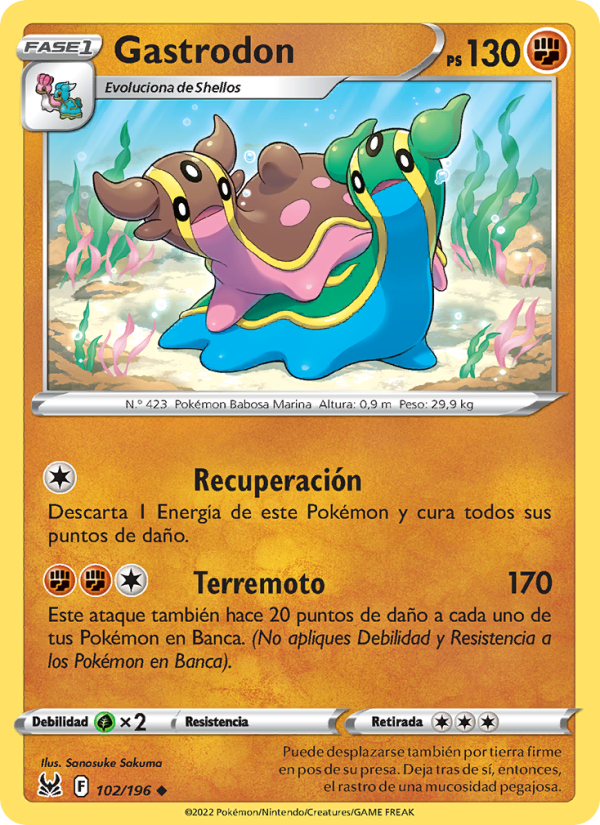 Gastrodon 102 — Origen Perdido (Spanish Pokémon TCG card)