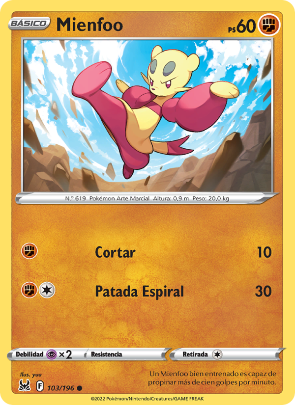 Mienfoo 103 — Origen Perdido (Spanish Pokémon TCG card)