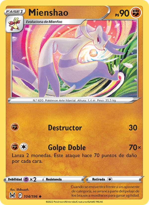 Mienshao 104 — Origen Perdido (Spanish Pokémon TCG card)