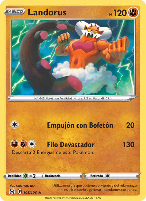 Landorus 105 — Origen Perdido (Spanish Pokémon TCG card)