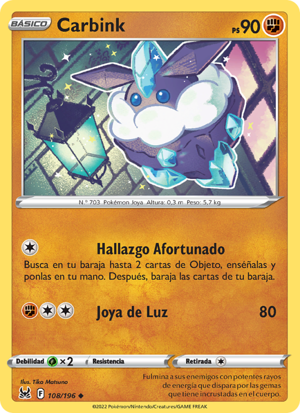Carbink 108 — Origen Perdido (Spanish Pokémon TCG card)