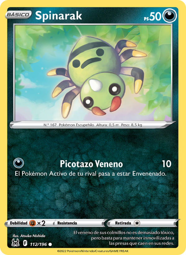 Spinarak 112 — Origen Perdido (Spanish Pokémon TCG card)