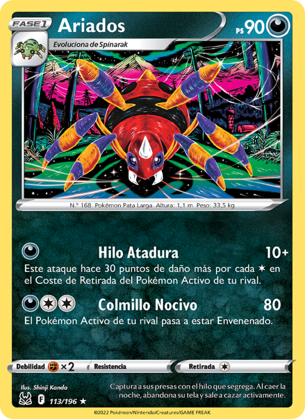 Ariados 113 — Origen Perdido (Spanish Pokémon TCG card)