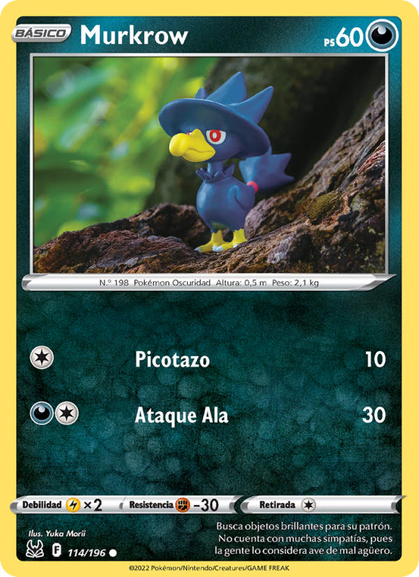 Murkrow 114 — Origen Perdido (Spanish Pokémon TCG card)
