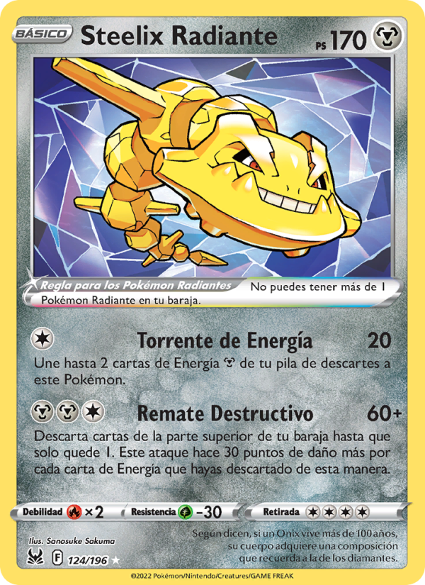 Steelix Radiante 124 — Origen Perdido (Spanish Pokémon TCG card)