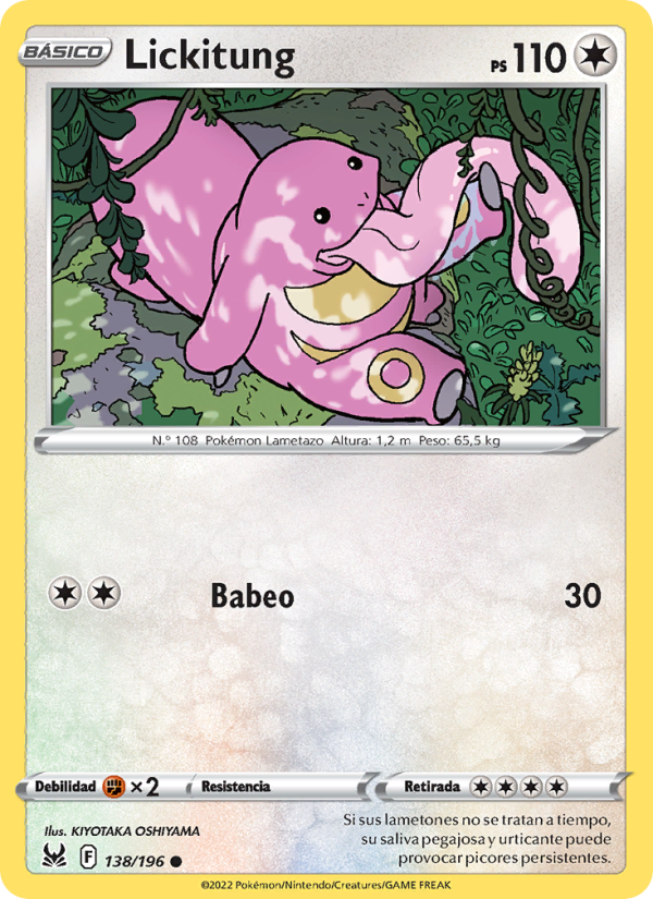 Lickitung 138 — Origen Perdido (Spanish Pokémon TCG card)