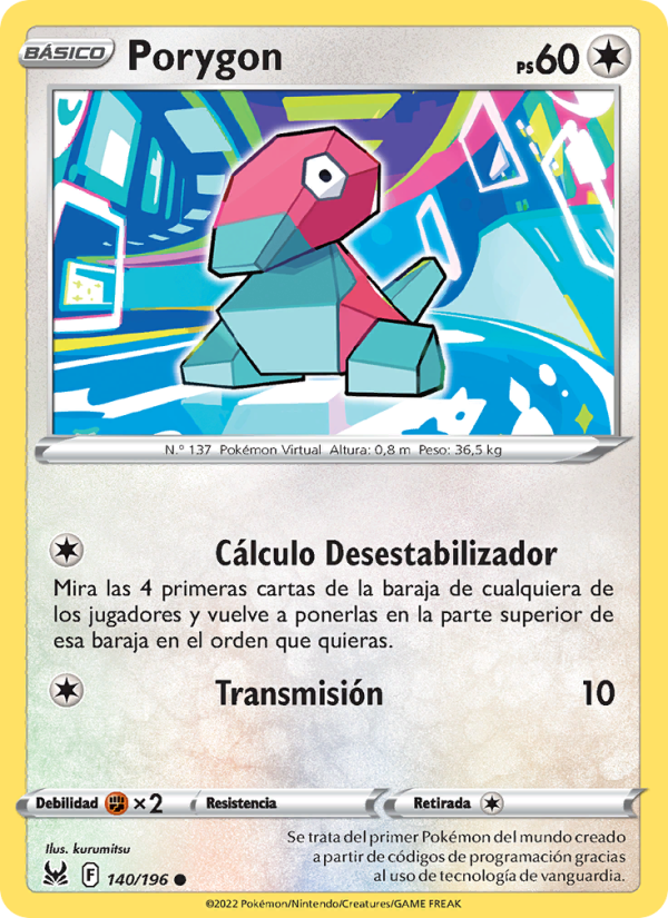 Porygon 140 — Origen Perdido (Spanish Pokémon TCG card)