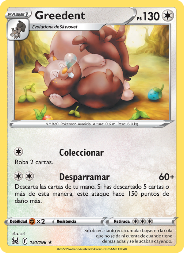 Greedent 151 — Origen Perdido (Spanish Pokémon TCG card)