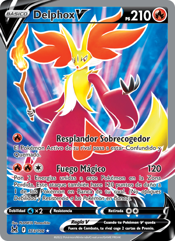 Delphox V 173 — Origen Perdido (Spanish Pokémon TCG card)
