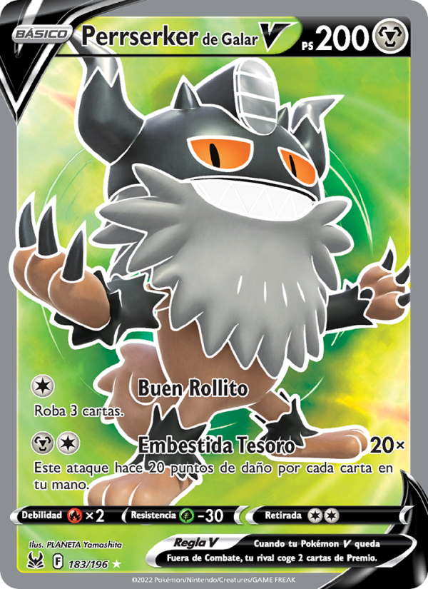 Perrserker de Galar V 183 — Origen Perdido (Spanish Pokémon TCG card)