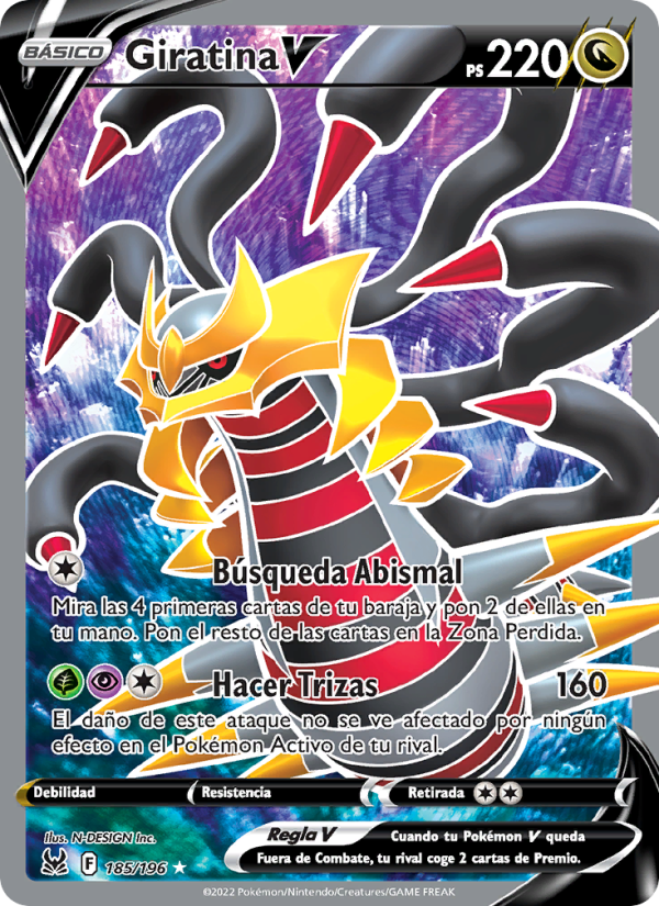 Giratina V 185 — Origen Perdido (Spanish Pokémon TCG card)