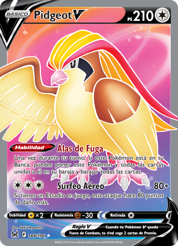 Pidgeot V 188 — Origen Perdido (Spanish Pokémon TCG card)