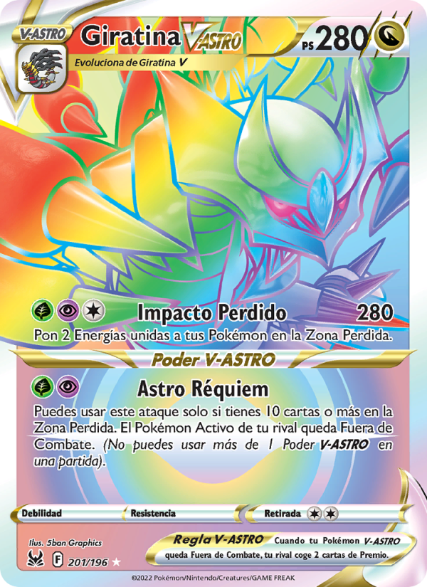 Giratina V-ASTRO 201 — Origen Perdido (Spanish Pokémon TCG card)