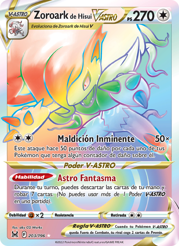 Zoroark de Hisui V-ASTRO 203 — Origen Perdido (Spanish Pokémon TCG card)
