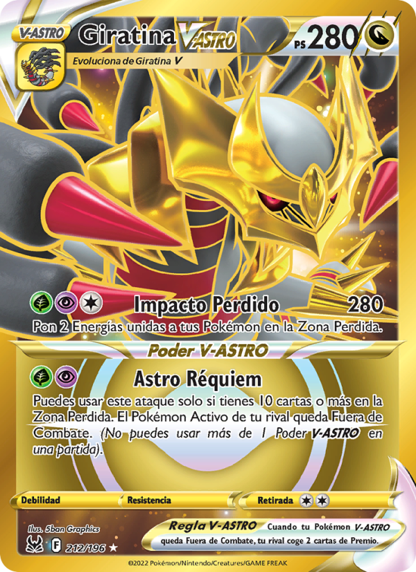 Giratina V-ASTRO 212 — Origen Perdido (Spanish Pokémon TCG card)