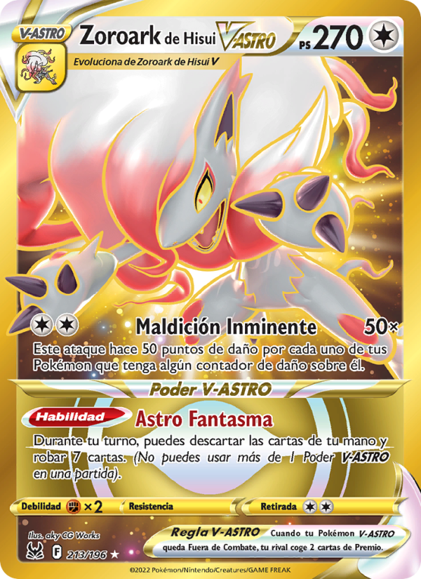 Zoroark de Hisui V-ASTRO 213 — Origen Perdido (Spanish Pokémon TCG card)