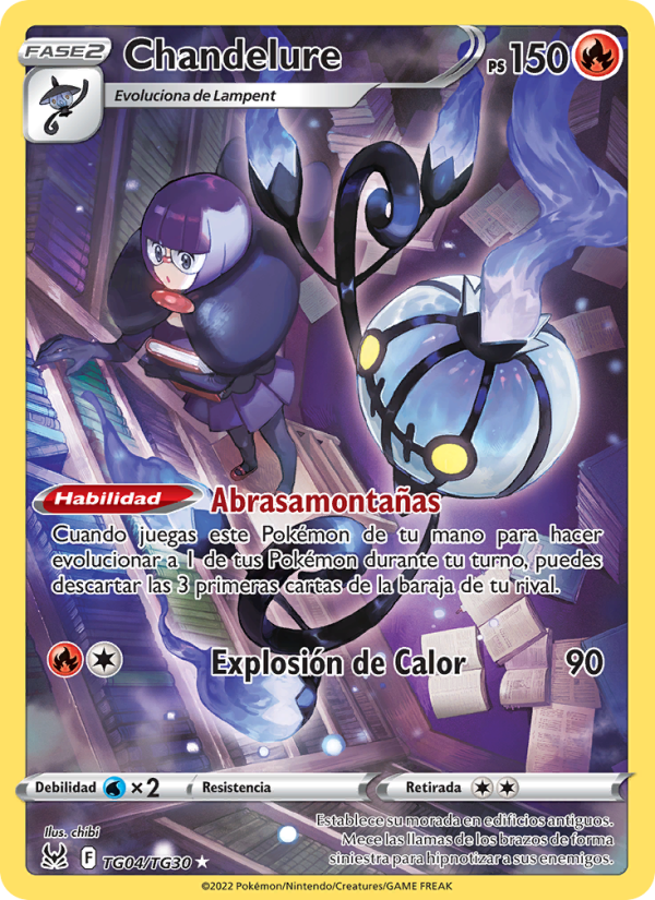 Chandelure TG04 — Origen Perdido (Spanish Pokémon TCG card)