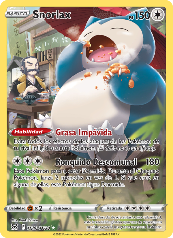 Snorlax TG10 — Origen Perdido (Spanish Pokémon TCG card)