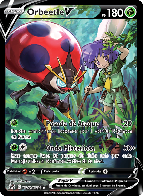 Orbeetle V TG12 — Origen Perdido (Spanish Pokémon TCG card)