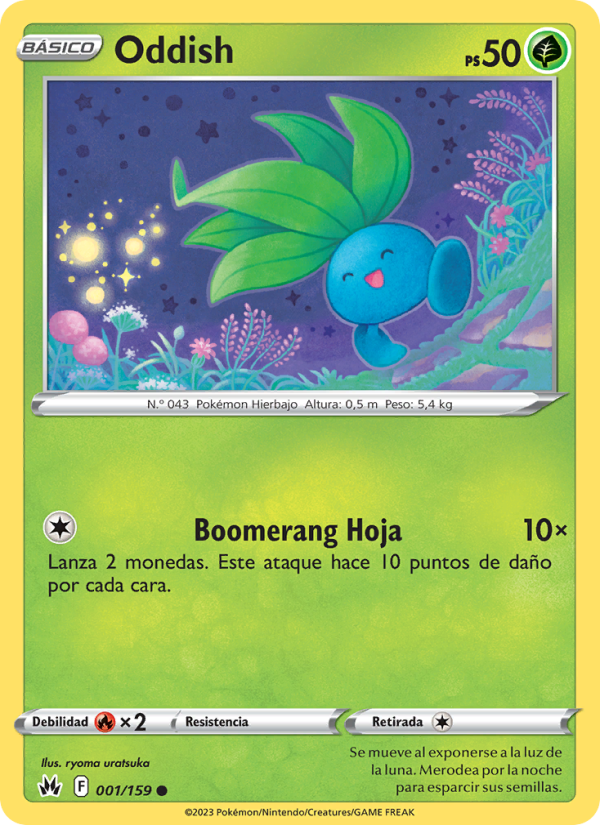 Oddish 001 — Cenit Supremo (Spanish Pokémon TCG card)