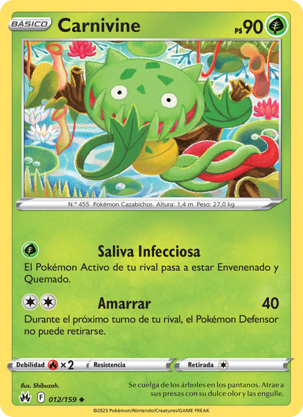 Carnivine 012 — Cenit Supremo (Spanish Pokémon TCG card)