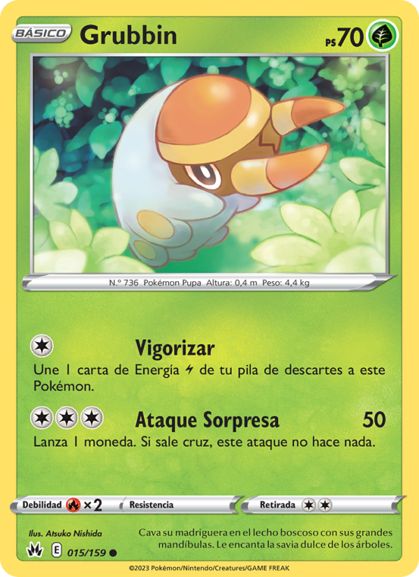 Grubbin 015 — Cenit Supremo (Spanish Pokémon TCG card)
