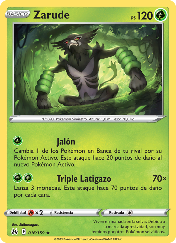 Zarude 016 — Cenit Supremo (Spanish Pokémon TCG card)