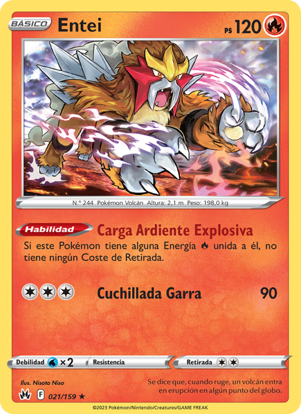 Entei 021 — Cenit Supremo (Spanish Pokémon TCG card)