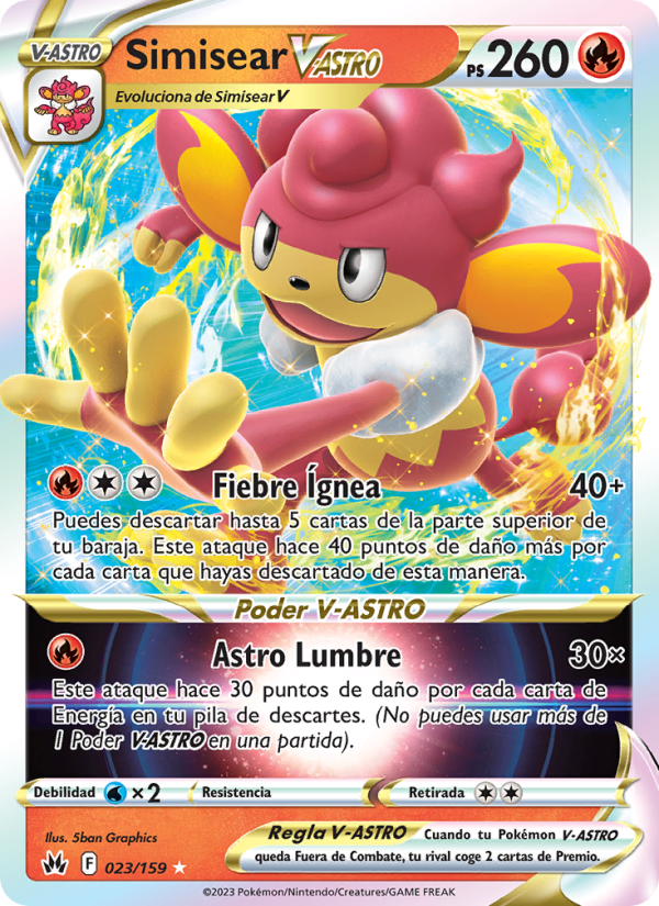 Simisear V-ASTRO 023 — Cenit Supremo (Spanish Pokémon TCG card)