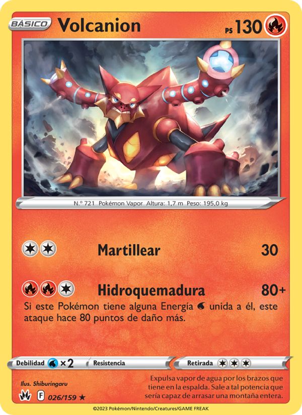 Volcanion 026 — Cenit Supremo (Spanish Pokémon TCG card)