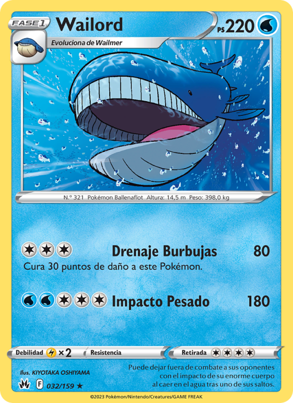 Wailord 032 — Cenit Supremo (Spanish Pokémon TCG card)