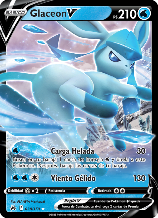 Glaceon V 038 — Cenit Supremo (Spanish Pokémon TCG card)