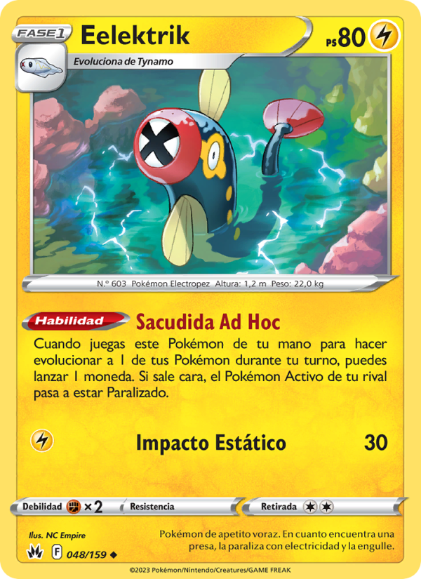 Eelektrik 048 — Cenit Supremo (Spanish Pokémon TCG card)